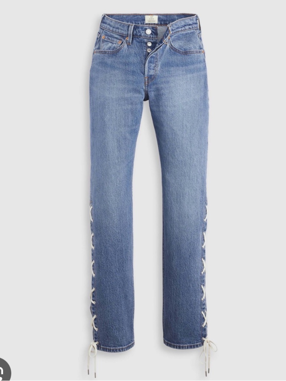 Beyoncé x Levi's Light Blue Straight Leg Jeans with Side Lace-Up